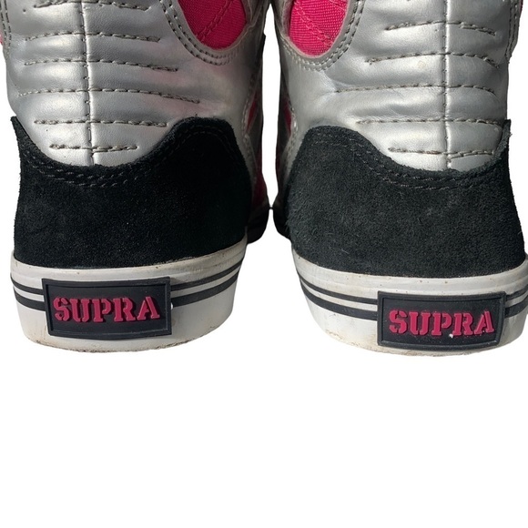 Supra Muska 001 High Top Skater Shoe Sneaker Leather Suede Pink Silver Black 9 - Picture 11 of 15